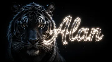 Alan horizontal - Tigre Negro Imponente Neón