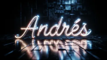 Fondo de pantalla horizontal con el nombre Andres - Neón Geométrico Futurista
