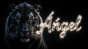 Angel horizontal - Tigre Negro Imponente Neón