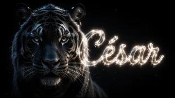 Cesar horizontal - Tigre Negro Imponente Neón