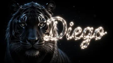 Diego horizontal - Tigre Negro Imponente Neón