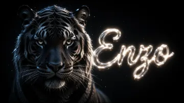 Enzo horizontal - Tigre Negro Imponente Neón