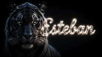 Esteban horizontal - Tigre Negro Imponente Neón