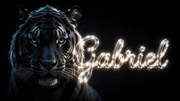 Gabriel horizontal - Tigre Negro Imponente Neón
