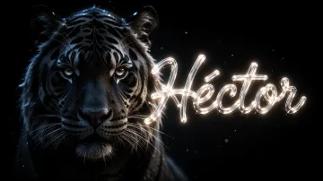 Hector horizontal - Tigre Negro Imponente Neón