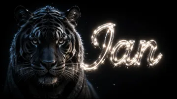 Ian horizontal - Tigre Negro Imponente Neón