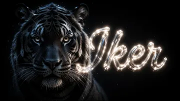 Iker horizontal - Tigre Negro Imponente Neón