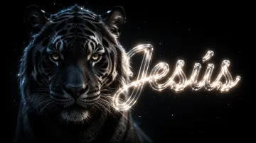 Jesus horizontal - Tigre Negro Imponente Neón