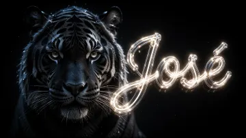 Jose horizontal - Tigre Negro Imponente Neón