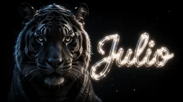 Julio horizontal - Tigre Negro Imponente Neón
