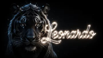 Leonardo horizontal - Tigre Negro Imponente Neón