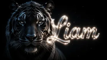Liam horizontal - Tigre Negro Imponente Neón