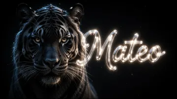 Mateo horizontal - Tigre Negro Imponente Neón