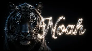 Noah horizontal - Tigre Negro Imponente Neón
