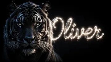 Oliver horizontal - Tigre Negro Imponente Neón