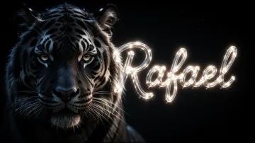 Rafael horizontal - Tigre Negro Imponente Neón