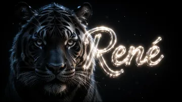 Rene horizontal - Tigre Negro Imponente Neón