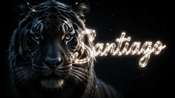 Santiago horizontal - Tigre Negro Imponente Neón