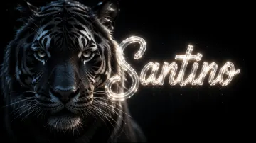 Santino horizontal - Tigre Negro Imponente Neón