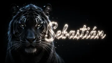 Sebastian horizontal - Tigre Negro Imponente Neón