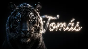 Tomas horizontal - Tigre Negro Imponente Neón