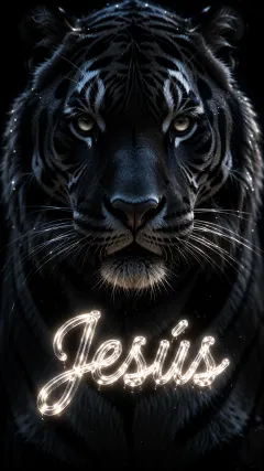 Jesus - Tigre Negro Imponente Neón