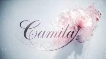 Diseño Rosa Eterna con el nombre Camila en pantalla de laptop