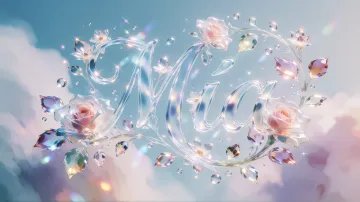 Fondo de pantalla horizontal con el nombre Mia - Cristal Etéreo