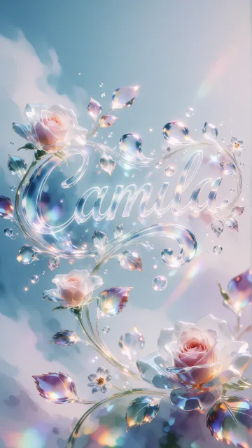 Fondo de pantalla vertical con el nombre Camila - Cristal Etéreo