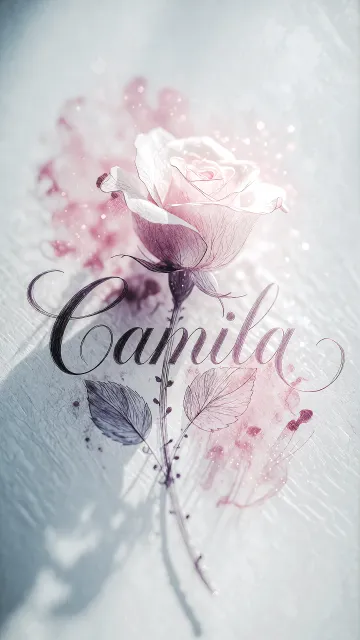 Diseño Rosa Eterna con el nombre Camila en pantalla de teléfono