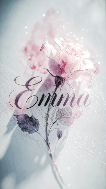 Diseño Rosa Eterna con el nombre Emma en pantalla de teléfono